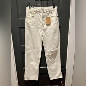 NEW w/Tags: Reformation, High Rise Straight Jeans, White Destroyed, size 28